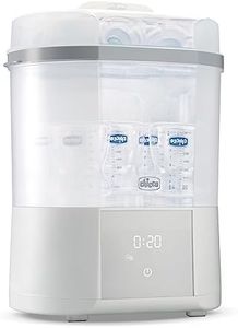 Chicco Stérilisateur Electrique pour Biberons, Tire-lait et Tétine, avec 3 Configurations et 3 Cycles d'Utilisation, Fonction de Séchage, Convient au Micro-ondes, jusqu'à 6 Biberons de 330 ml, Blanc