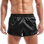 Amy Coulee Mens Satin Boxers Shorts Silky Pyjama Shorts Sleeping Underwear Split Side Sexy Boxers Briefs with Elastic Waist (Black,XL)