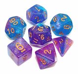 DND Dice Set Blue Purple Glitter Dice for Dungeon and Dragons D&D RPG Role Playing Games Table Games Polyhedral Dice