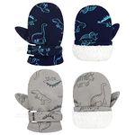 Toddler Gloves Waterproof Toddler Mittens Toddler Snow Gloves Baby Winter Mittens for Toddler Boys Girls Baby Gloves, Dinosaur Navy & Dinosaur Grey, 6 Months-24 Months