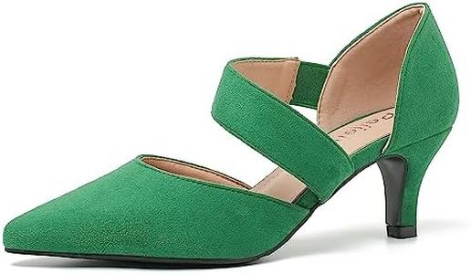 Women's Closed Pointed Toe Heels Strap D'Orsay Kitten Heel Slip On Dressy Pumps, Suede Green, 11.5