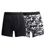 Caterpillar Men's 2-Pack Sport Mesh Boxer Brief, Black/Grey Camo, Large