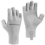 BASSDASH ALTIMATE UPF 50+ Women’s Fishing Gloves UV Sun Protection Fingerless Gloves for Kayaking Paddling Hiking Cycling Driving Shooting Training (Pure Grey, S)