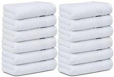 Luxury Hotel Cotton Towel Set Bath Towels, Hand Towels and Washcloths. (12x12 Washcloths, 12-Pack, White)