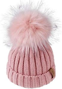 FURTALK Kids Winter Hat Toddler Knitted Beanie Faux Fur Pom
