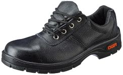 Tiger Lorex Black Grain Leather with Steel Toe Cap Low Ankle Single Density Direct Injected Sole PU Sole (Black, S1) Steel Toe Genuine Leather ISI Marked Safety Shoe for Men Industrial (Numeric_12)