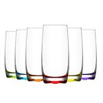 6x Multicolour 390ml Adora Highball Glasses - Tall Hi Ball Glass Water Gin Juice Cocktail Drinking Glassware Tumblers Set - By LAV