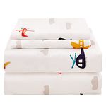 JSD Kids Boys Airplane Printed Twin Sheet Set 3 Piece, Soft Microfiber Bed Sheets Deep Pocket