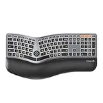 ProtoArc Backlit Wireless Ergonomic Keyboard, EK01 Plus Full Size Ergo Split Keyboard with Wrist Rest, USB-C Charging, Bluetooth and USB, Natural Typing Compatible with Windows/Mac/Android