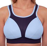 Womens Plus Size Sports Bra Non Wired High Impact Gym Exercise Yoga Bra, 40D, Black Blue