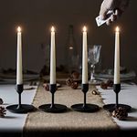 Lights4fun Set of 4 Ivory TruGlow® Taper Candles with Remote Battery LED Flameless Real Wax Timer