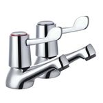 2Pcs Bathroom Taps Lever - 1/2" Basin Taps Bathtub Set with Metal Knobs Pillar Polished Chrome Plated - Traditional Design Twin Pair Hot Cold Water Mixer Sink with Ceramic Disc for Bathroom, Kitchen