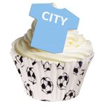 12 Edible T Shirt Decorations - Great for City Fans - Perfectly pre-Cut Wafer just pop Them Out The Packaging and top Them on Your Cake - Pack of 12 - by CDA Products Ltd