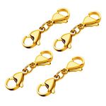 ASTER 4 Pieces Double Lobster Clasps Gold Mini Bracelet Clasps Replacement Lanyard Snap Hook,Metal Lobster Clasps Extender for DIY Jewelry Making Bracelet Crafts