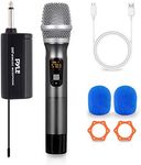 Pyle, UHF Wireless System Kit-Portable Professional Battery Operated Handheld Dynamic Unidirectional Cordless Microphone Transmitter Set w/Adapter Receiver-PA Karaoke DJ Party, USB, Black - PDWMU103