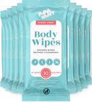 Body Wipes (10 Packs) 100 XL Shower Wipes Body Wipes for Adults Bathing, Traveling, Camping, Gym, Car, Adult Wipes for Elderly, Bedridden - Bath Wipes - Disposable Washcloths for Adults No Rinse