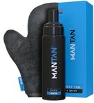 Fake Tan Pack For Men with Tanning Mitt | Easy To Apply & Instant Results | Cool Aqua Aftershave Fragrance | None Biscuit Smell | Suitable for All Skin Tones | Mens Self Tanner Bronzer Lotion (Dark)
