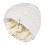 HEAT HOLDERS - Womens Thermal Fleece Lined Cable Knit Winter Beanie Hat 3.4 tog (One Size, Cream)