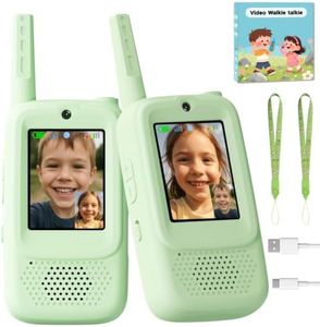 Video Walkie Talkies for Kids, 2 Pack Rechargeable Handheld Video Intercom Kids Walkies Talkies, Indoor Outdoor Toys for Family Games, Outside, Camping, Hiking for Boys Girls Ages 3-12 (Green)