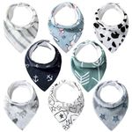 Lekebaby Baby Bandana Dribble Bibs Drool Bibs for Boys Girls 0-36 Months, Pack of 8,Soft Fabric for 100% Comfort Absorbent with Adjustable Snaps for Newborn and Toddlers