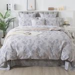 FADFAY Duvet Cover Set Queen Vintage Peony Floral Bedding Shabby Khaki Floral Quilt Cover Set Rustic Farmhouse Bedding 100% Cotton Soft Comforter Cover with Hidden Zipper Closure 3Pcs, Queen Size