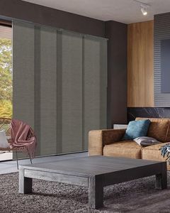 GoDear Design Adjustable Sliding Glass Door Blinds, Panel Track Vertical Patio Door Blinds, Extendable Track from 45.8" to 86" W, Trimmable Panel Curtains Up to 96", Semi-Privacy, Crown Zipper