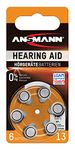 ANSMANN 13 hearing aid batteries — Type 13 P13 ZL2 PR48 button cell batteries for hearing aids — Flat batteries for hearing aids, sound amplifiers, hearing aids — Orange- 1.4V - 6 pieces