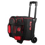 ELITE Basic Single 1 Ball Roller Bowling Bag with Rolling Wheels Holds Bowling Shoes up to US Size 10.5 Mens (Red)