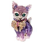 Ever Faith Plump 3D Cat Pet Austrian Crystal Enamel Brooch Gold-Tone Purple