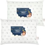 2-Pack Toddler Pillow - Soft Organic Cotton Toddler Pillows for Sleeping - Small Pillow for Kids - Kids Pillows for Sleeping - Kids Pillow for Travel, School, Nap, Age 2 to 5 (Bumble Bear)