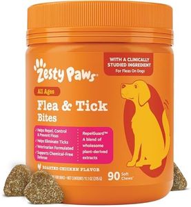 Zesty Paws Flea and Tick Prevention for Dogs Chewable - Prevention, Protection & Repellent - Dog Supplement to Kill & Control Fleas & Ticks - with Garlic, Thyme, Rosemary & Lemon Balm Extract - 90 Ct