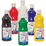 Baker Ross FN163 Ready Mixed Paints Pack A - Pack of 6, Paint Value Pack of Bottles, Paint for Kids