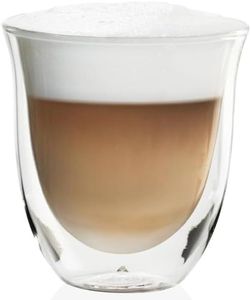 De'Longhi Cappuccino Glasses DLSC311, Double Wall Thermal Glasses, Set of 2 Cups, Dishwasher and Microwave Safe, Capacity 270ml, Hand-Blown Glass