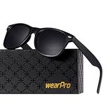 wearPro Polarised-Sunglasses-Mens-Womens-UV400-Protection Rectangular Sunglasses Retro Black Sun Glasses Unisex Classic Ultralight Shades For Cycling Driving Fishing(Black)