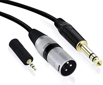 GearIT XLR Cable, Male to 1/4 to 6.35mm Male + 3.5mm Aux Adapter Black