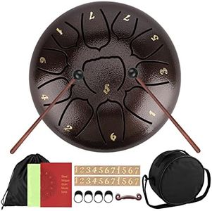DICLLY Steel Tongue Drums,6 pouces 11 Tons Mini Tambour Handpan D Key Percussion Steel Drum Kit,Pour Débutants/Adultes/Enfants,Livré Avec le Sac,Des Maillets et Des Médiators