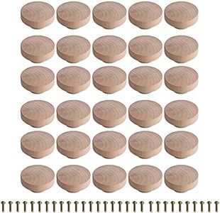 BQLZR 30pcs Wooden Round Mushroom Shape Furniture Pull Knobs Wooden Color 50x25mm