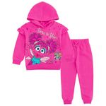 Sesame Street Fleece Pullover Hoodie and Pants Outfit Set Infant to Toddler Sizes (12 Months - 5T), Pink, Abby Cadabby, 18 Months