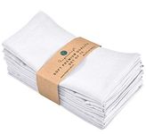 FINGERCRAFT Dinner Cloth Napkins, Cotton Linen Blend Fabric 12 Pack White Easter Special, Premium Quality, Mitered Corners for Every Day Use Napkins are Pre Shrunk and Good Absorbency White