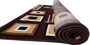 Sifa Carpet Anti Skid Floral Polyster Rectangular Carpet (2X6 Feet, Coffee Color)