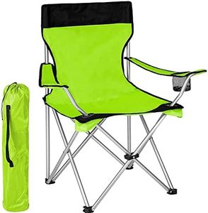 BAKAJI Sedia Pieghevole da Campeggio con Borsa Camping Sedia Mare Spiaggia Pesca da Esterno in Acciaio e Poliestere con Vano Porta Bibite e Smartphone (Verde)