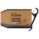 Natural Dental Floss Picks - 200 Count - BPA Free, Vegan, Sustainable, Eco Friendly, Natural Dental Flossers by Isshah (Charcoal)