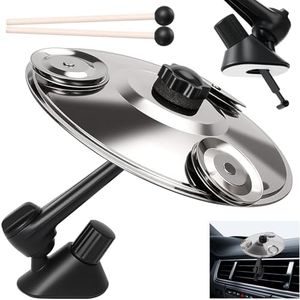 car cymbal，Three-piece mini car cymbal air vent，Comes with a pair of ethereal drumsticks，car symbol drum air vent for stress relief，Suitable for all types of vehicles（silver）