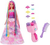 Barbie Doll, Fantasy Hair with Braid and Twist Styling, Rainbow Extensions, Twisting Tool with Accessories​​