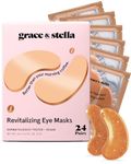 grace and stella Eye Patches with Caffeine - Under Eye Patches for Puffy Eyes - Revitalizing Under Eye Mask - Eye Pads with Niacinamide & Hyaluronic Acid - Vegan Eye Mask Skincare, 24 Pairs