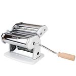 Imperia Pasta Maker Machine, White, Made in Italy- Heavy Duty Steel Construction w Easy Lock Dial, Wood Grip Handle for Authentic Italian Pasta Noodle Cooking, Homemade Holiday Cooking, Entertaining