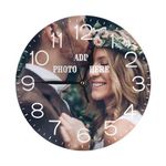 Personalized Photo Clock Custom Digital Living Room Wall Clock Non Ticking Silent Customized Round Wall Clocks with Image Picture Text Create Own Clock for Family Friends Romantic Warming Gift