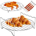 Jetcloud 2PCS Air Fryer Rack Double Layer, Multi-purpose Air Fryer Accessories, 304 Stainless Steel Air Fryer Rack with 5 Barbecue Sticks for Most 5.3-5.8 QT Air Fry