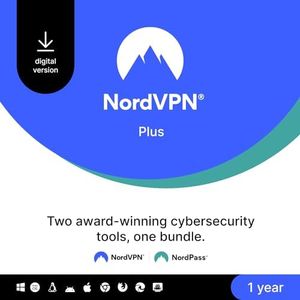 NordVPN Plus — 1-Year - VPN & Cybersecurity Software Bundle — Protection Personal Information, Safely Manage Passwords - PC/Mac/Mobile [Online Code]