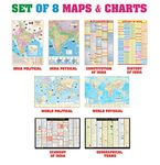 India & World Map ( Both Political & Physical ) with Constitution of India , Indian History , Indian Economy & Geographical Terms Chart | Set Of 8 | Useful for UPSC and other competitive exam preparation | by Hivex Publication